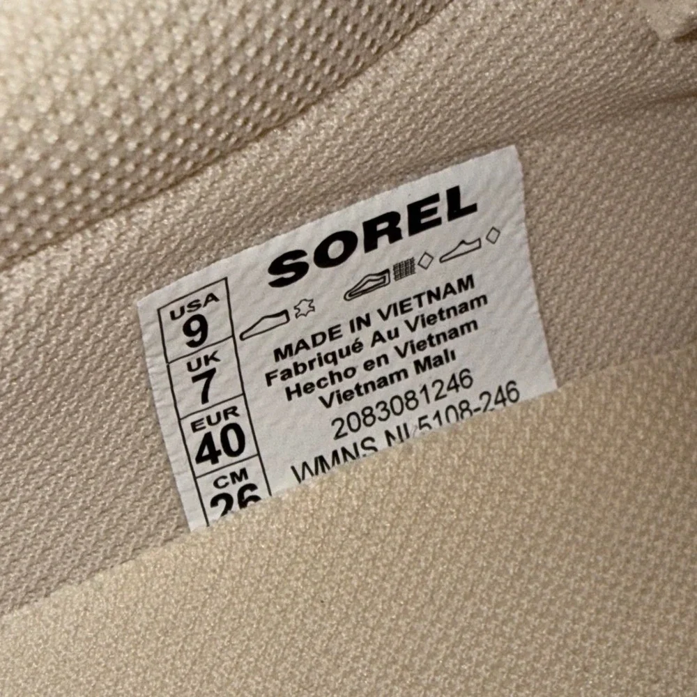 Sorel Size 9 Ona‎ Waterproof Platform Lace Up Sneakers Suede Beige Metallic Pink
